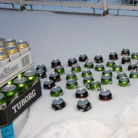 Beer cans in the snow