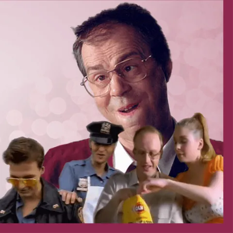 Omslagsbild för avsnitt 1 av podden Voffor Då Då med bilder från tre olika reklamfilmer från 1990-talet; två från chipsreklam och en från en Lotto-reklam