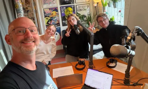 Jag, Mirja, Vera och Oscar i K103s studio.