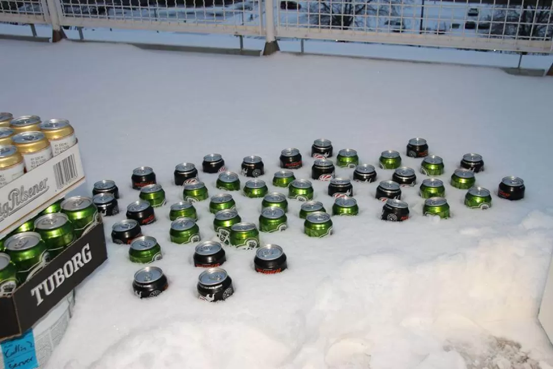 Beer cans in the snow